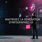 Générateur d'infographies IA avec NotebookLM et Gemini - Interface futuriste de création visuelle