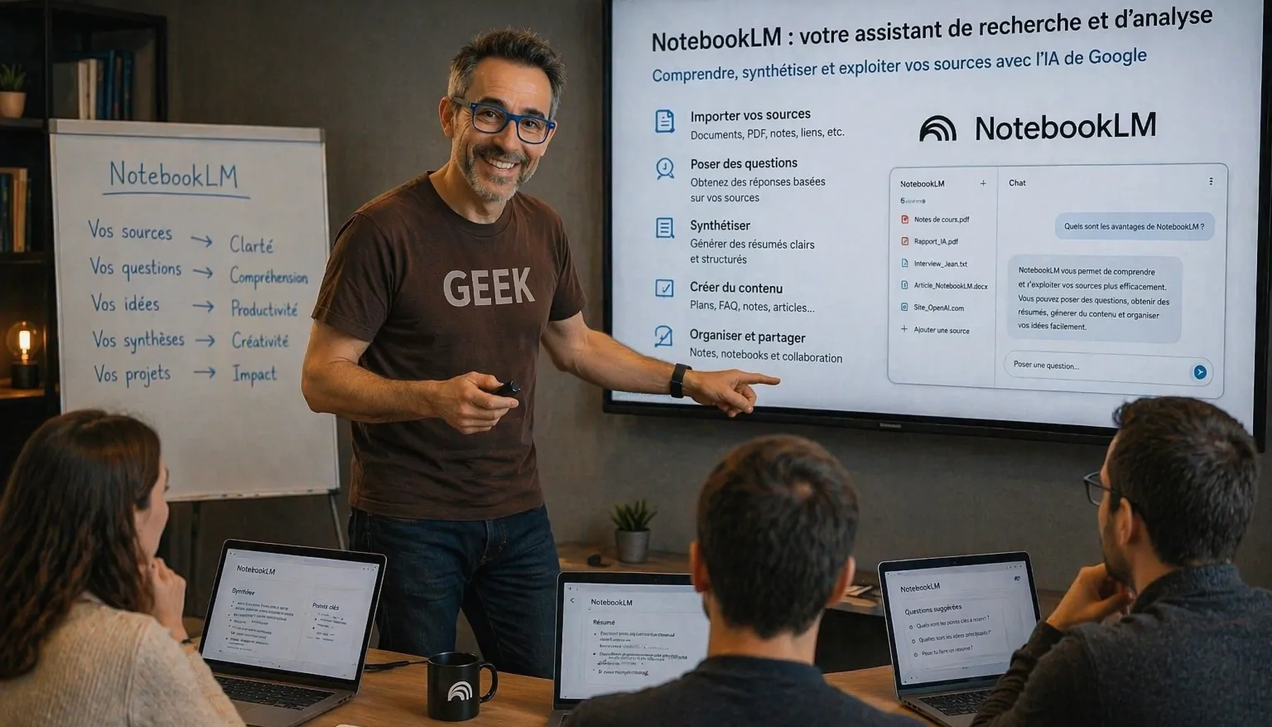 Christophe Girard, consultant-formateur IA à Nantes, présentant NotebookLM de Google.