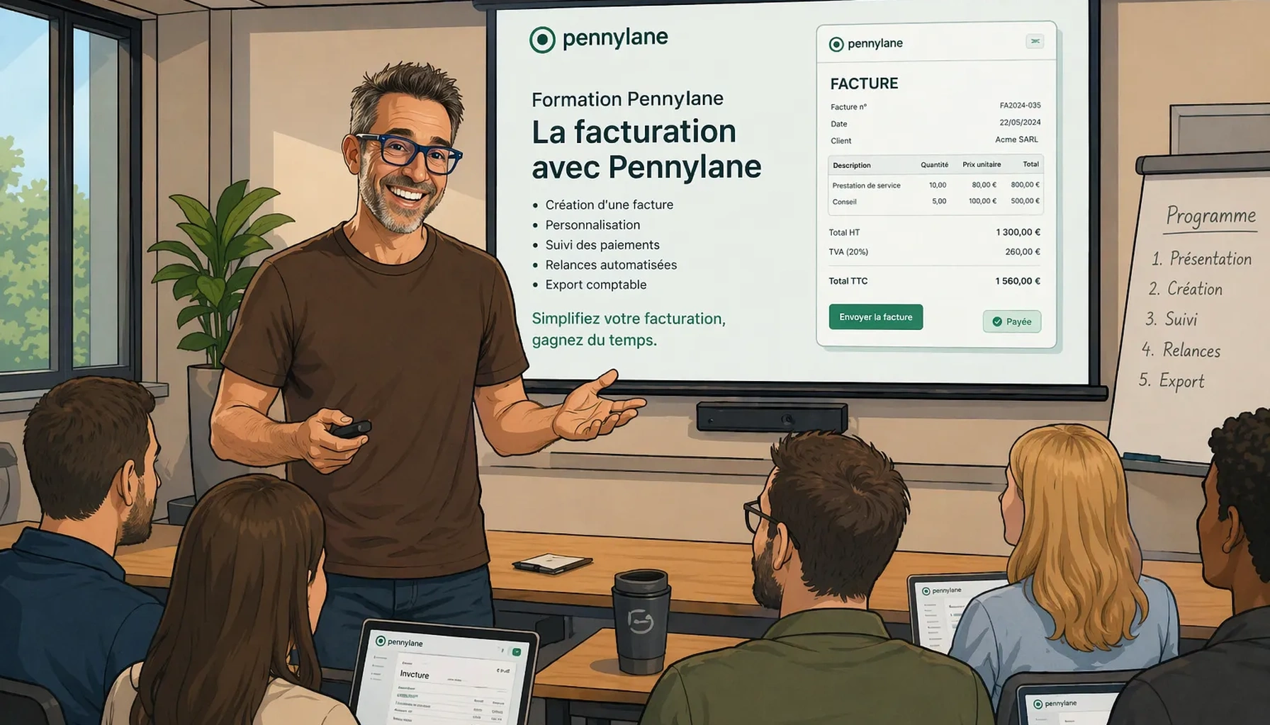 Christophe Girard, consultant-formateur IA à Nantes, présentant une formation Pennylane facturation électronique.
