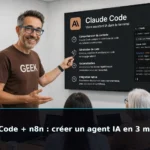 Christophe Girard, consultant-formateur IA à Nantes, illustrant Claude Code + n8n pour créer un agent IA en 3 minutes.