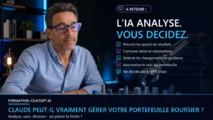 Christophe Girard garde la décision finale pendant qu'un bras robotique analyse un portefeuille boursier