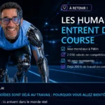 Christophe Girard en cyborg au départ d'une course de robots humanoïdes