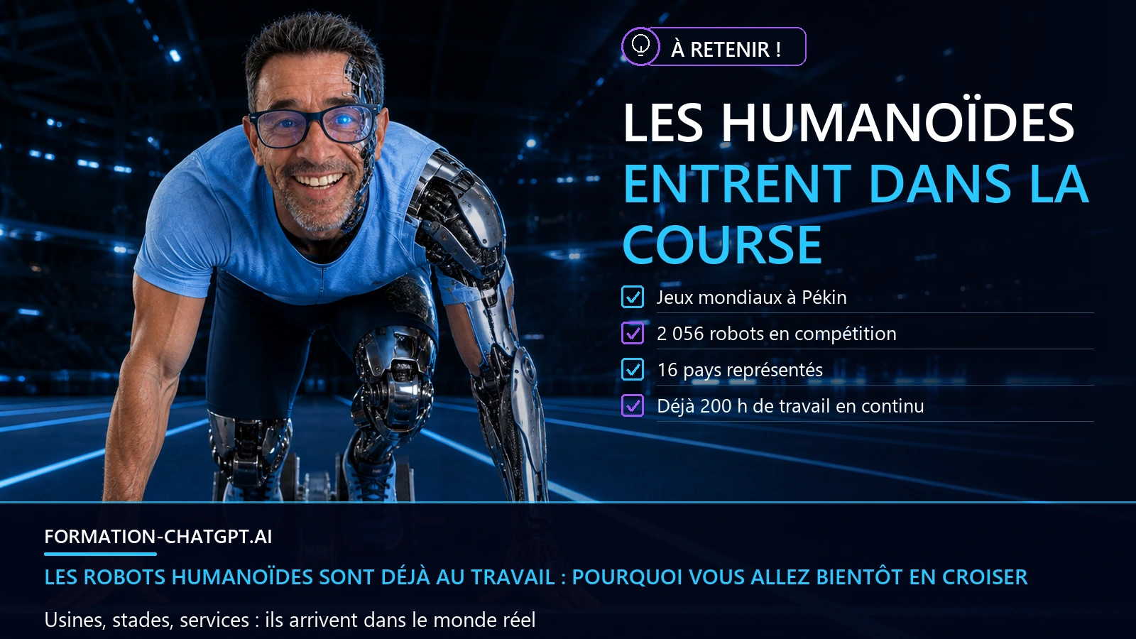 Christophe Girard en cyborg au départ d'une course de robots humanoïdes